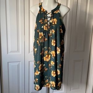 Forest green floral dress